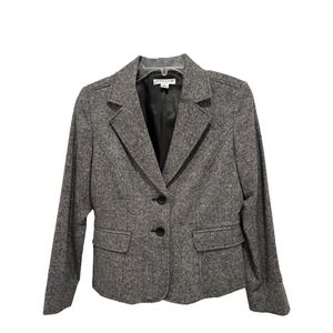 Pendleton Blazer Womens 8 Petite Gray Wool Tweed Jacket Silk Lined Career Office